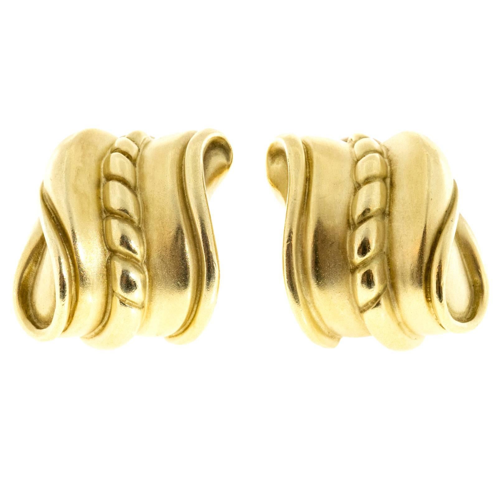 Kieselstein Cord Gold Clip Post Earrings For Sale