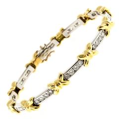 Diamond Gold Platinum X Bows Bracelet 5