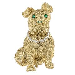 Emerald Diamond Gold Doggie Brooch 2