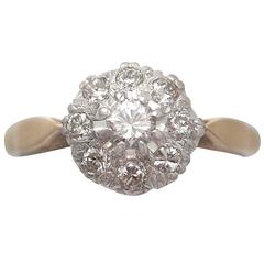 0.45Ct Diamond, 18k Yellow Gold, Platinum Set Cluster Ring - Vintage Circa 1950 4