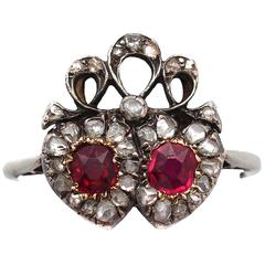 0.60Ct Ruby & 0.60Ct Diamond, 18k White Gold Dress Ring - Antique Victorian 6