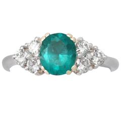 1.06Ct Emerald and 0.63Ct Diamond, Platinum Dress Ring - Vintage Circa 1990 1