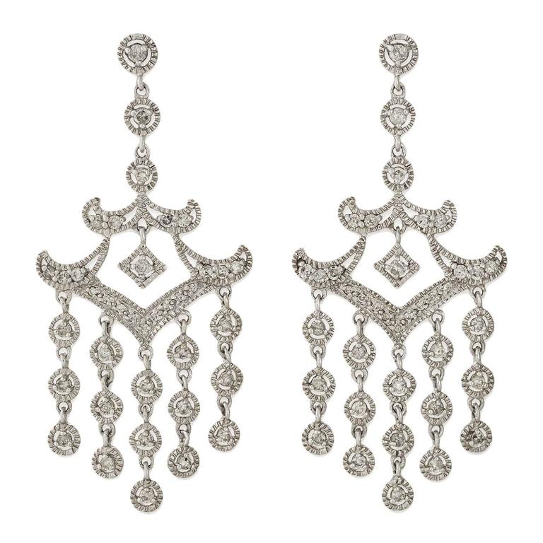 Diamond Gold Pagoda Style Drop Earrings at 1stdibs
