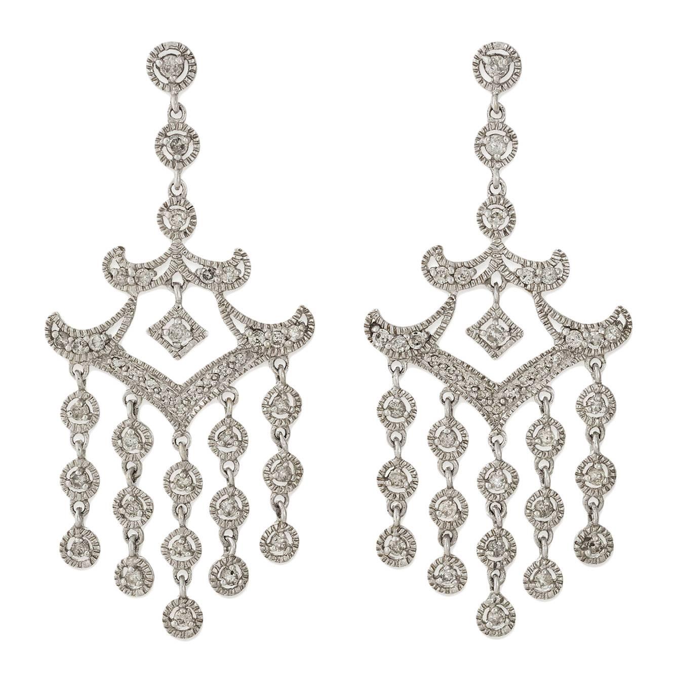 Diamond Gold Pagoda Style Drop Earrings
