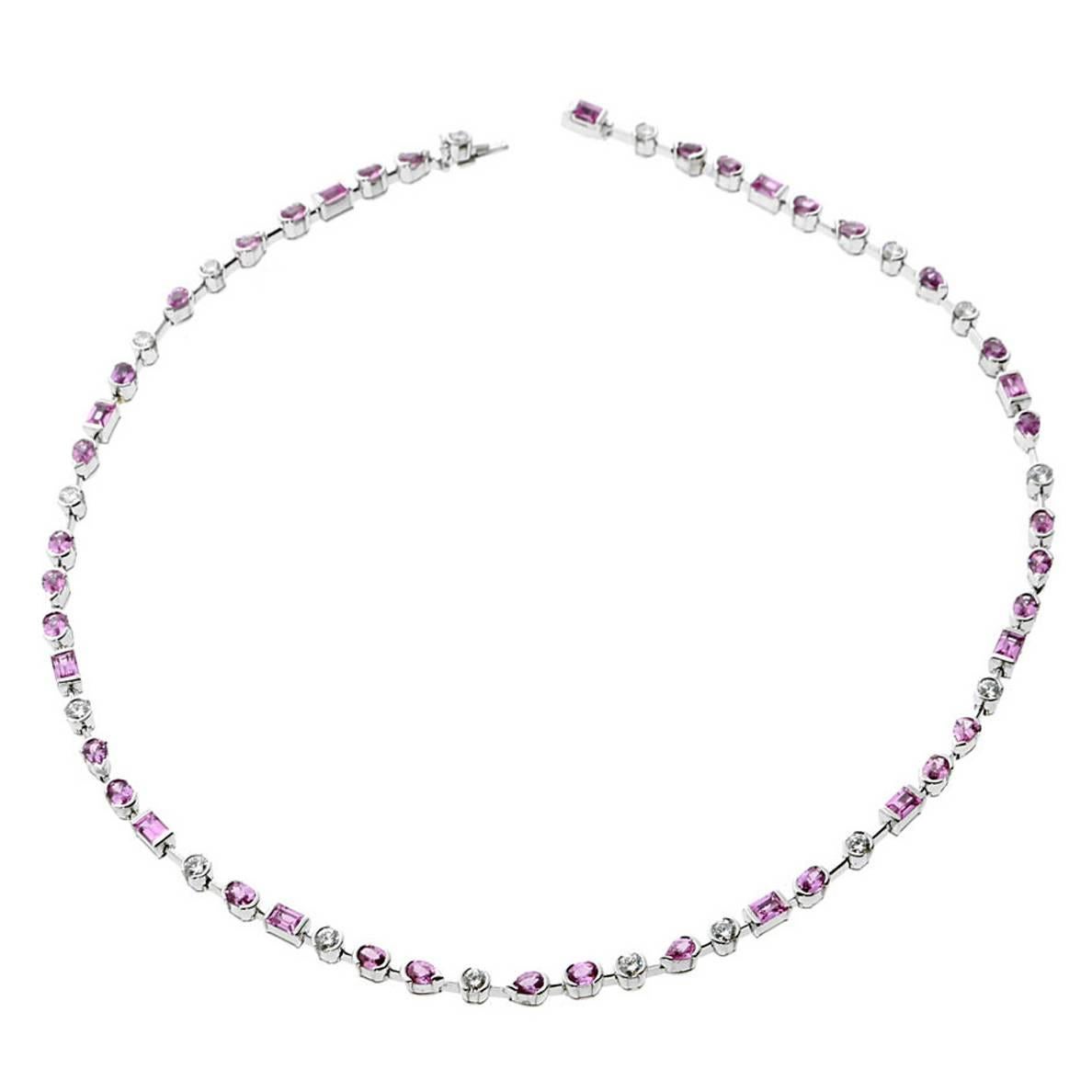 Cartier Pink Sapphire Diamond Gold Choker Necklace
