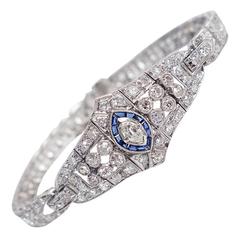 Art Deco Sapphire Diamond Platinum Bracelet 4