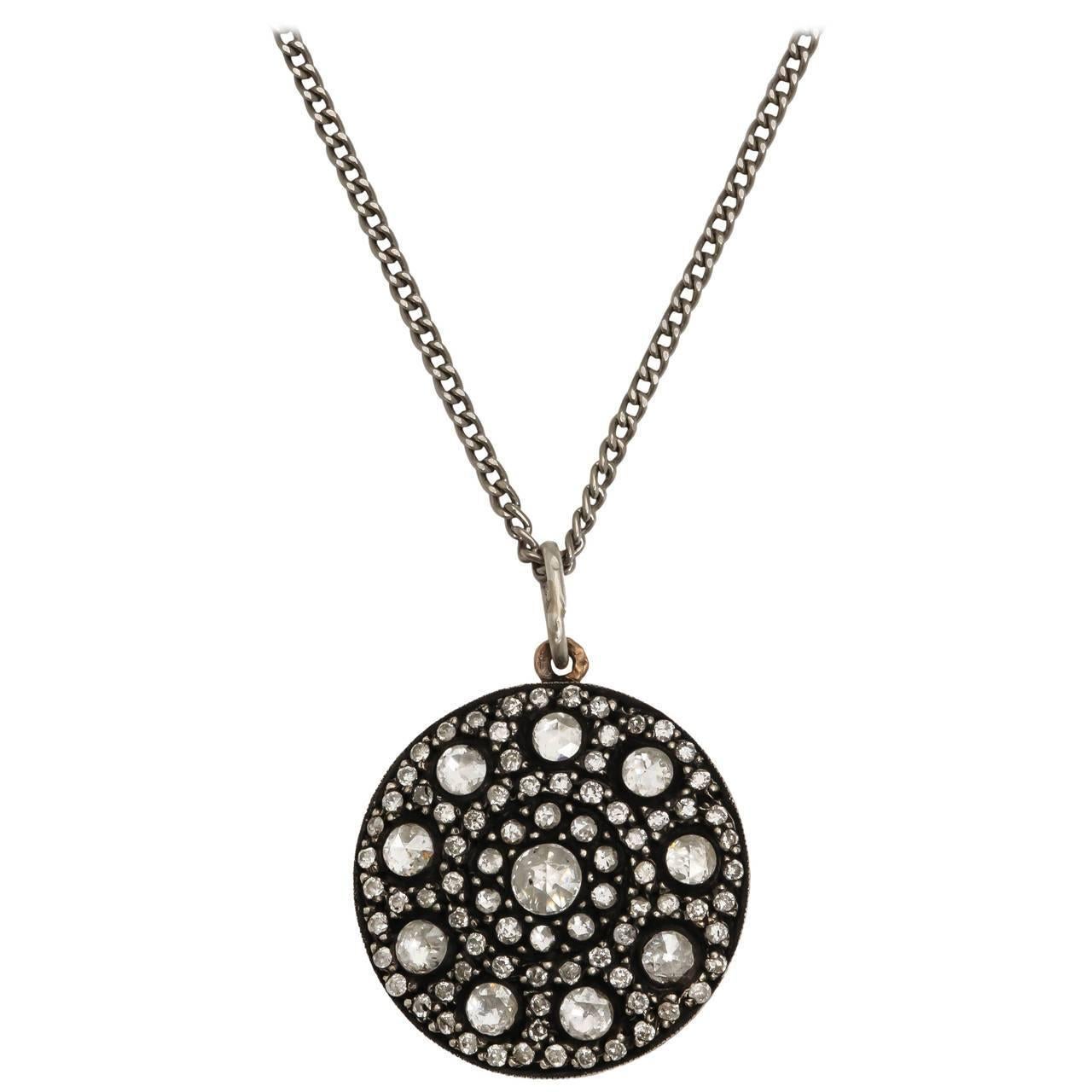Rose Diamond Cluster Pendant, 20th century