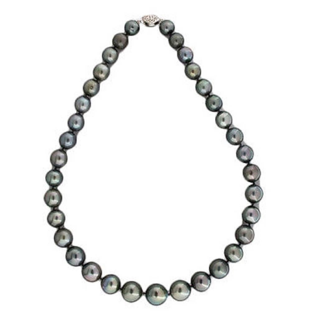 11 to 14.5mm Black South Sea Cultured Pearl Necklace 19 Inches