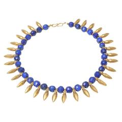 Faceted Peacock Blue Lapis, 22 Karat Gold Necklace by Deborah Lockhart Phillips 7