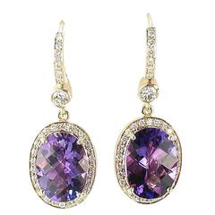 Amethyst Diamond Gold Drop Earrings 5
