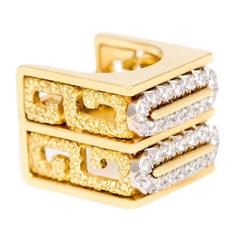 Henry Dunay Square Diamond Gold Platinum Ring
