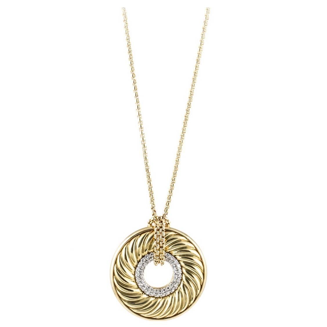 David Yurman Diamond Gold Drop Necklace