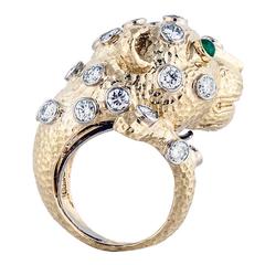 David Webb Diamond gold Leopard Head Cocktail Ring 3