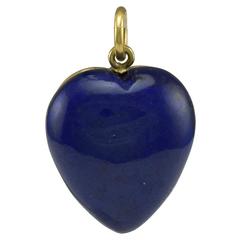 Splendid Colour Lapis Lazuli Gold Heart Pendant