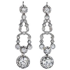 Art Deco Diamond Platinum Dangle Earrings 1920s