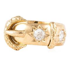 English Diamond Gold Buckle Ring 11