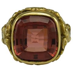 Rare Colour 10 Carat Orange Tourmaline Gold Solitaire Ring