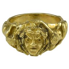 Antique 1905 Georges Fouquet Art Nouveau Richly Detailed Gold Ring 