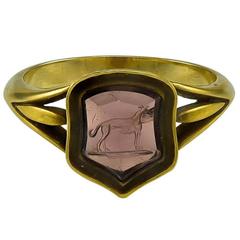 Antique A petite Georgian Almandine Garnet Intaglio Ring
