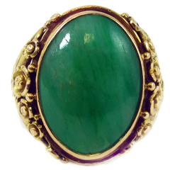 Arts & Crafts Jadeite Gold Ring 8