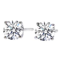 Classic 3.02 Carat Diamonds Gold Stud Earrings