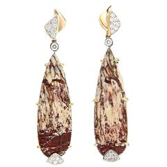 Alunite Diamond Gold Drop Earrings 5