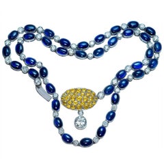 1930s Sapphire Diamond Platinum Necklace