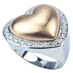 Schöner Laufsteg-Ring Beautiful Heart Within a Heart Diamant Gold