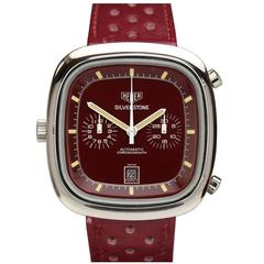 Vintage Heuer Stainless Steel Silverstone Maroon Dial Automatic Wristwatch