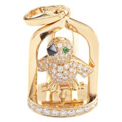 Cartier Precious Gemstone Gold Birdcage Pendant 3