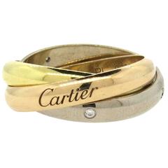 Cartier Trinity Tri Color Gold Diamond Rolling Band Ring
