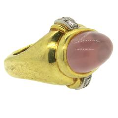Boris Le Beau Rose Quartz Diamond Gold Ring