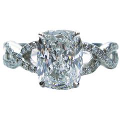 2.01 Carat GIA Cushion Cut Diamond and Platinum Ring 11