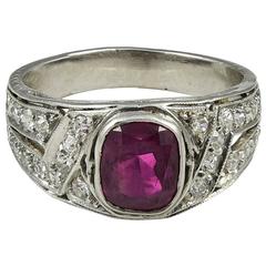 Ruby Diamond Platinum  Ring