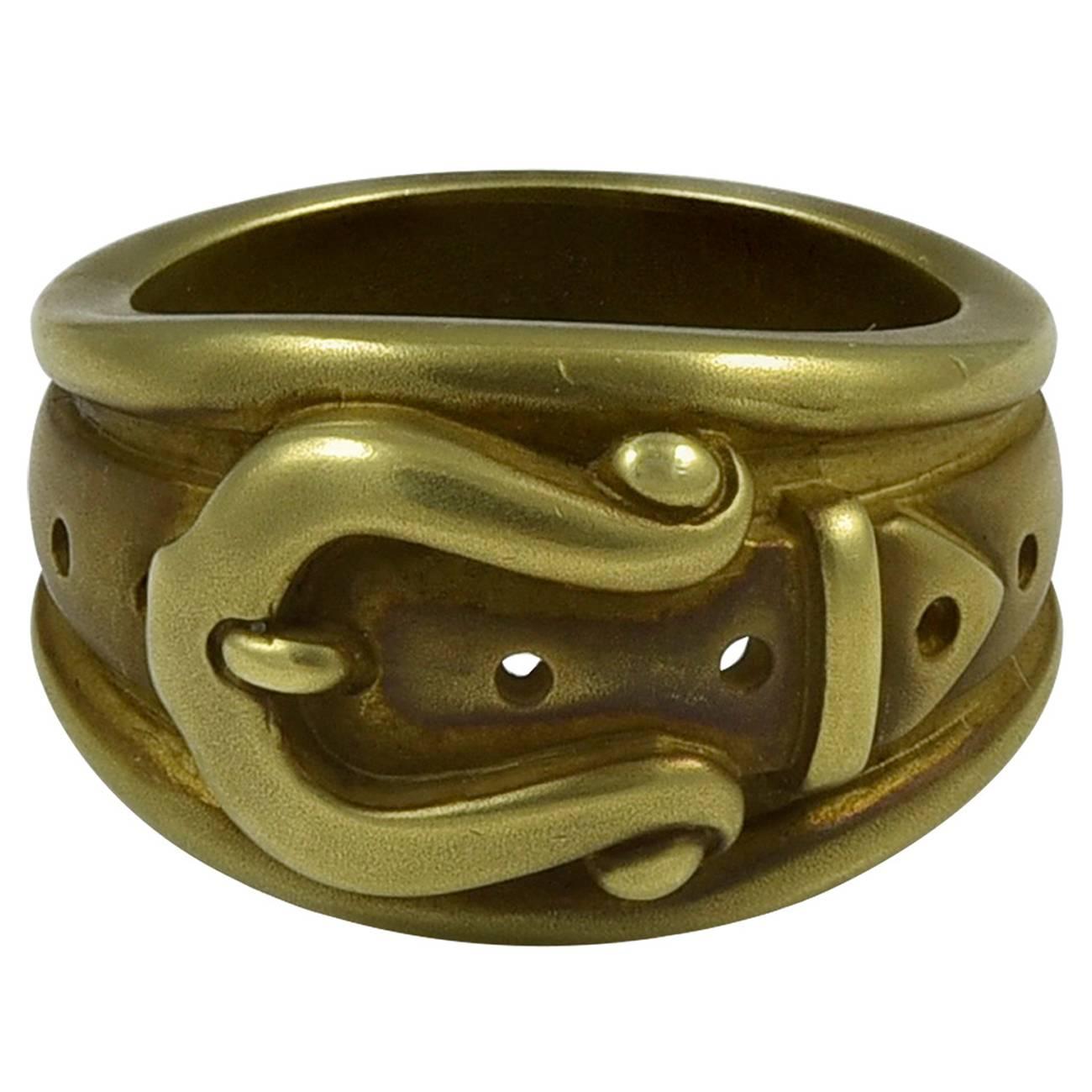 Barry Kieselstein-Cord Two Tone Gold Buckle Ring For Sale