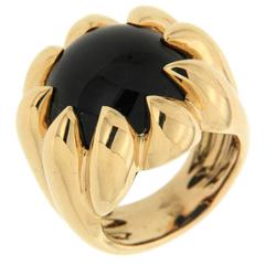 Black Onyx Gold Dome Ring 7