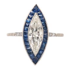 Diamond Sapphire Platinum Cocktail Ring