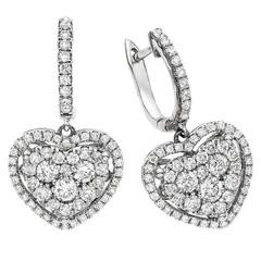 Heart Shaped Diamond Gold Illusion Earrings