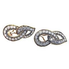 Double Tear Diamond Gold Platinum Drop Ear Clips 11