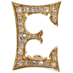 Gorgeous Victorian Diamond and Yellow Gold Initial E Pin 9