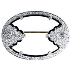 Cartier Art Deco Diamond Enamel Platinum Brooch