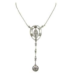 Art Deco Diamond Platinum Drop Necklace