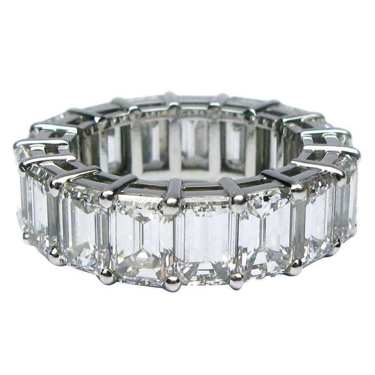 Emerald Cut Diamond Platinum Eternity Band Ring at 1stDibs