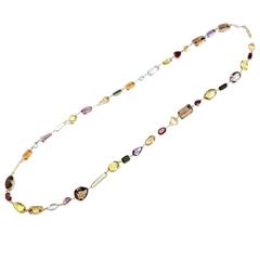 Long Gemstone Gold Necklace 11