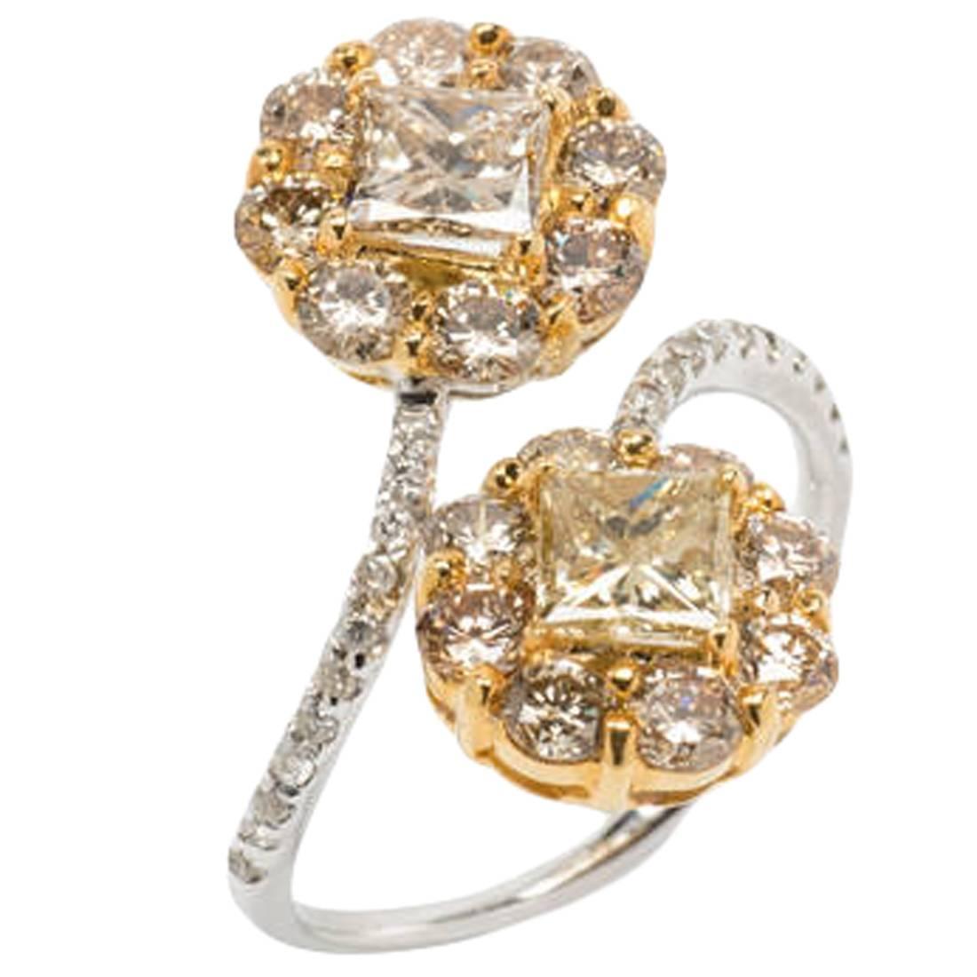 Bypass-Ring mit Diamanten aus Gold