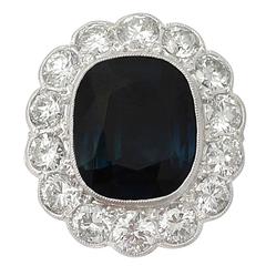 1920s 8.06 Carat Sapphire and 3.45 Carat Diamond, Platinum Dress Ring
