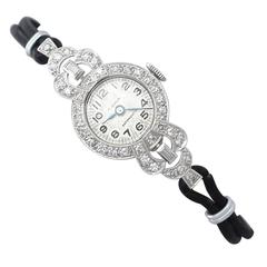 1.42Ct Diamond & Platinum Cocktail Watch - Art Deco Style - Antique Circa 1930 3