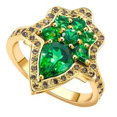 Ana de Costa Gold Tsavorite Cognac Diamond Cluster Ring 3