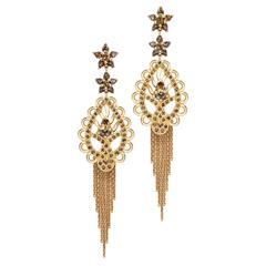 Ana De Costa Cognac Diamond Gold Paisley Earrings 6