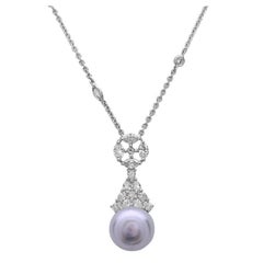 Gorgeous Pearl Diamond Gold Drop Necklace